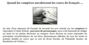 Quand les vampires envahissent les cours de français …